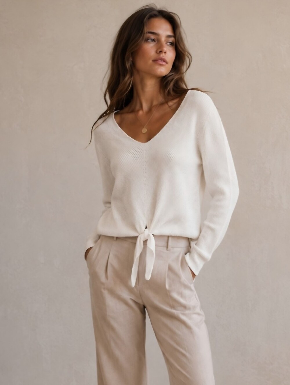Anthropologie Women Ribbed Knit Sweater White Pullover Loungewear Cozy Fall